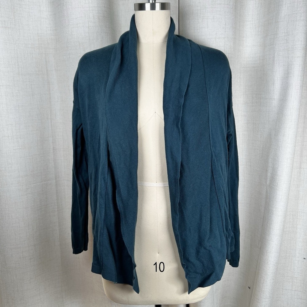 Old Navy Open Front Cardigan Sweater Teal Blue Green XS 100% Cotton Shawl Collar